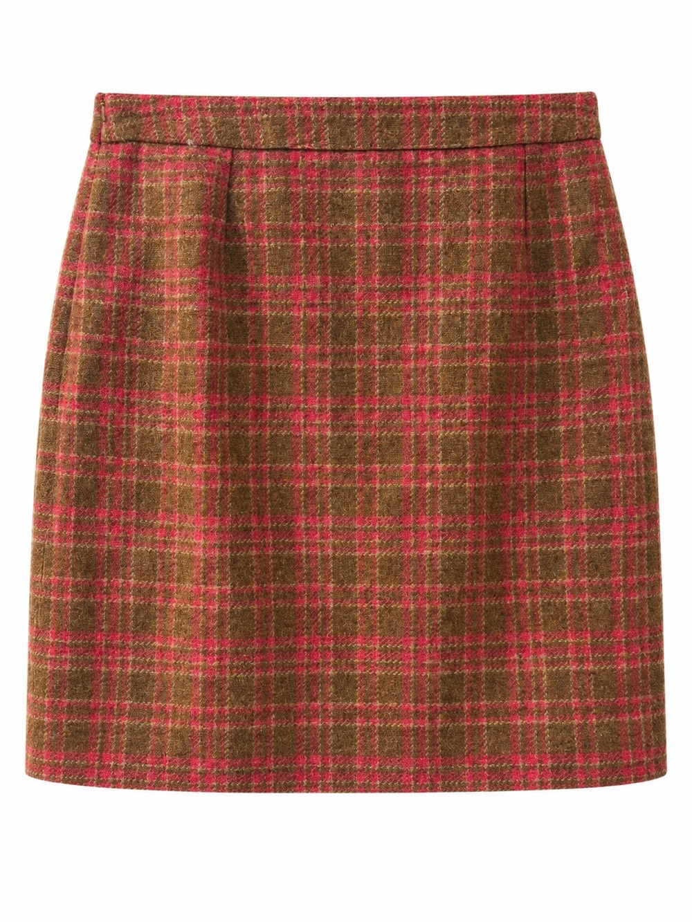 Boden Brown and Pink Plaid Wool Mini Skirt - Picture 2 of 3